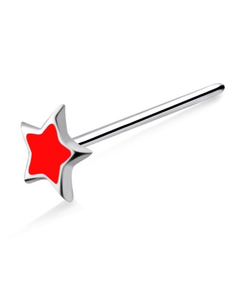 Red Star Silver Straight Nose Stud NSKA-793